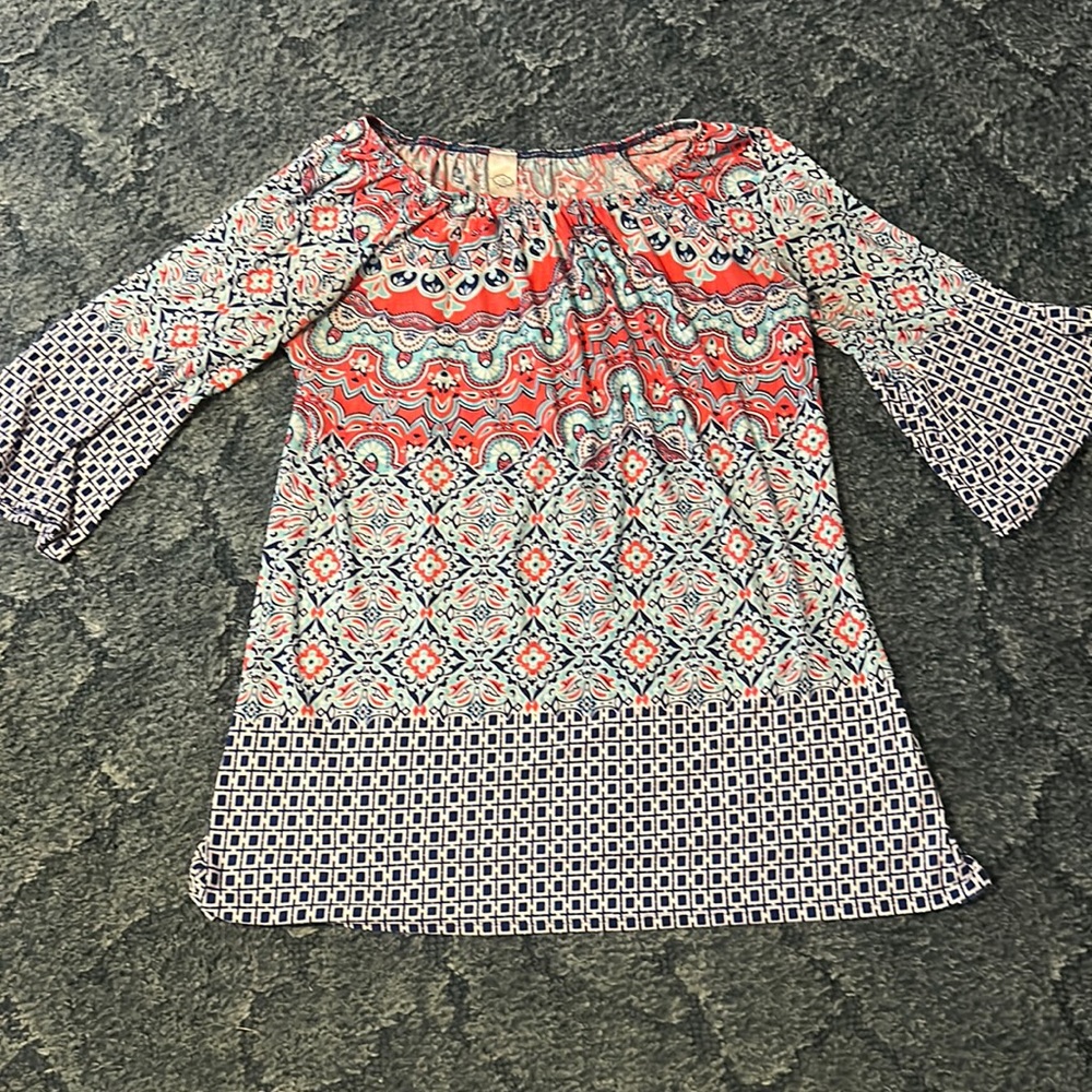 Pink and blue soft tunic. Size large. Pink coconut